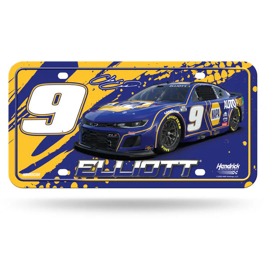 Chase Elliott NASCAR metal license plate with vivid driver graphics and bold colors. Officially licensed.