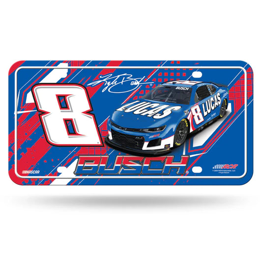 Kyle Busch NASCAR metal license plate with bold driver graphics and vibrant colors. Officially licensed.