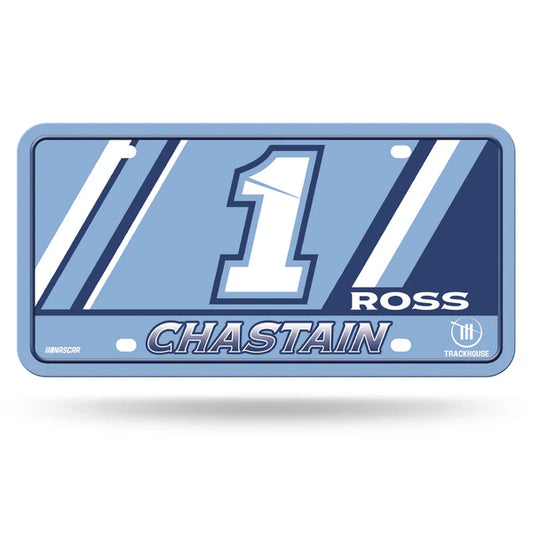 Ross Chastain NASCAR metal license plate with driver name and car number, 6x12 inch officially licensed décor