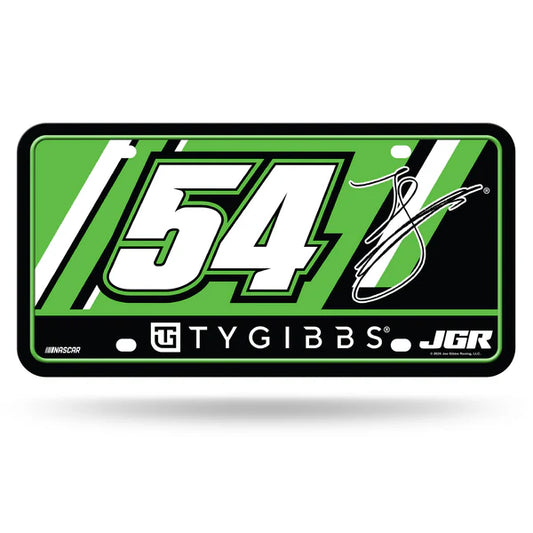 Ty Gibbs NASCAR metal license plate with driver name and car number, 6x12 inch officially licensed fan décor