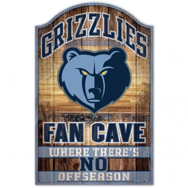 Memphis Grizzlies Fan Cave Wood Sign: 11" x 17", team graphics, hardboard wood. Made by Wincraft.