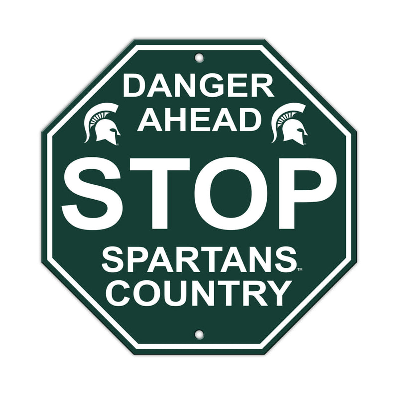 
Michigan State Spartans Plastic Stop Sign, 12" x 12", featuring team colors and graphics, officially NCAA licensed, easy to clean, made by Fremont Die.