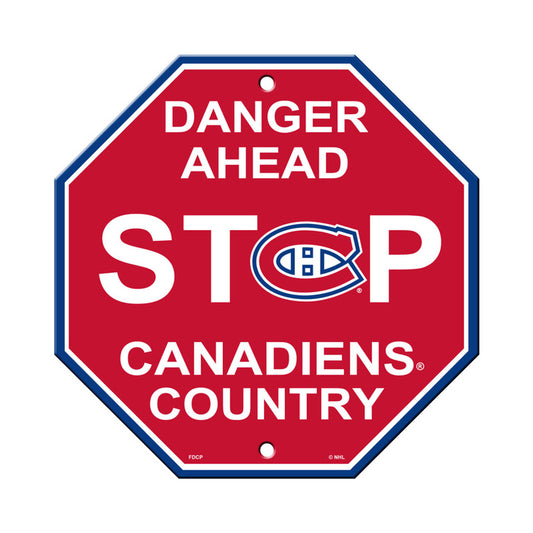 Montreal Canadiens Plastic Stop Sign, 12" x 12", featuring team colors and graphics, officially licensed by the NHL, made by Fremont Die.