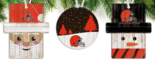 Cleveland Browns 3-Pack Ornament Set by Fan Creations