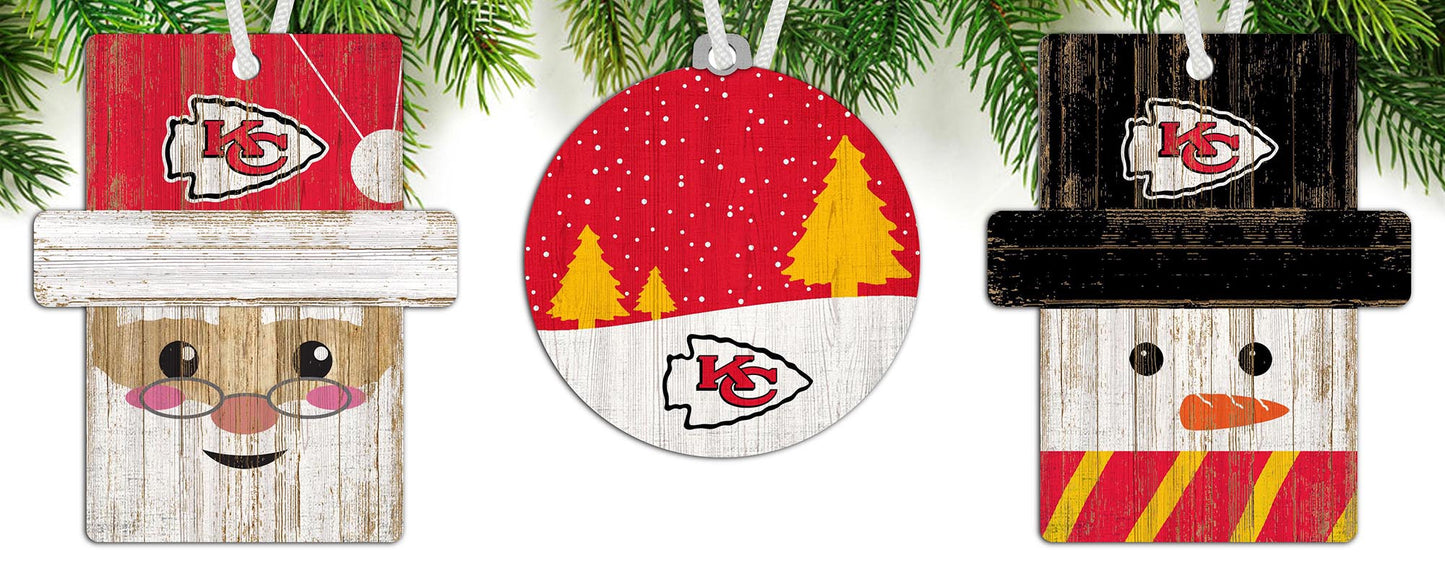 Kansas City Chiefs 3-Pack Christmas Ornament Set by Fan Creations