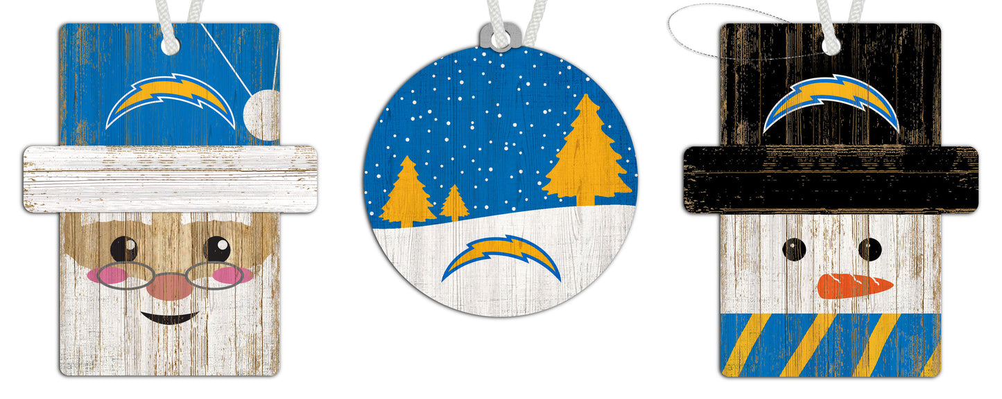 Los Angeles Chargers 3-Pack Christmas Ornament Set by Fan Creations