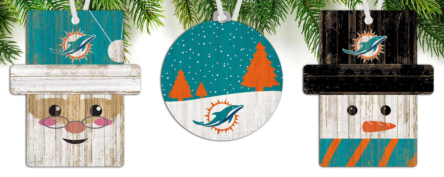 Miami Dolphins 3-Pack Christmas Ornament Set by Fan Creations