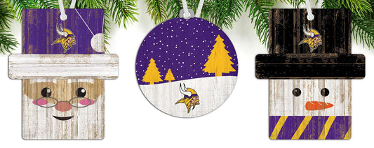 Minnesota Vikings 3-Pack Christmas Ornament Set by Fan Creations