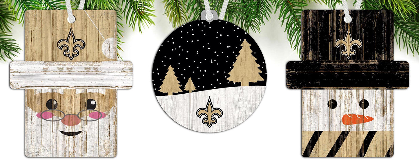 New Orleans Saints 3-Pack Christmas Ornament Set by Fan Creations