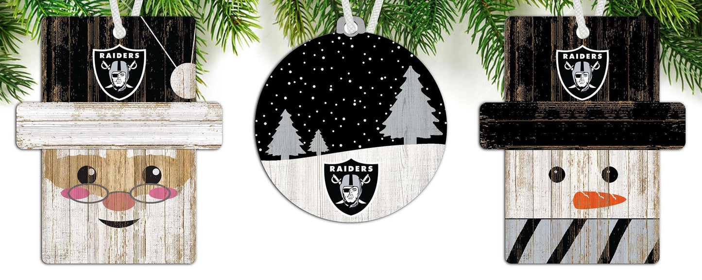 Las Vegas Raiders 3-Pack Christmas Ornament Set by Fan Creations