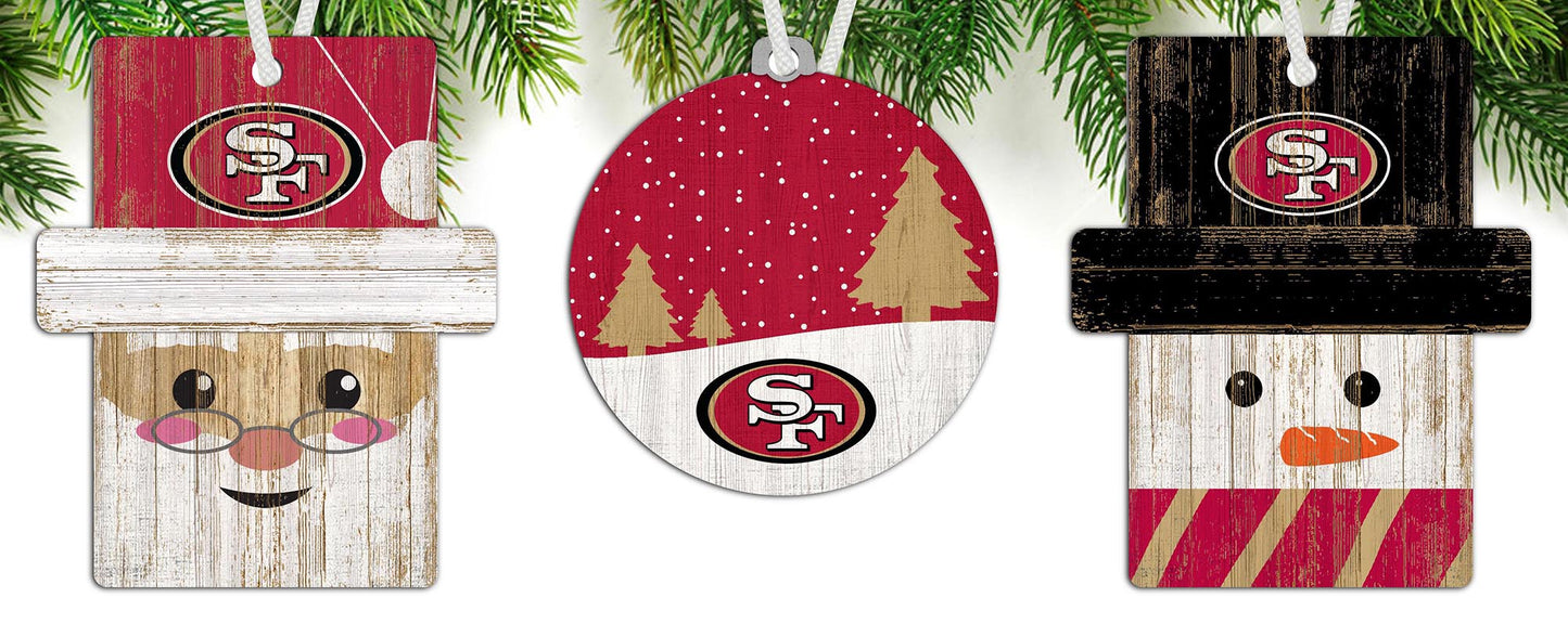 San Francisco 49ers 3-Pack Christmas Ornament Set by Fan Creations