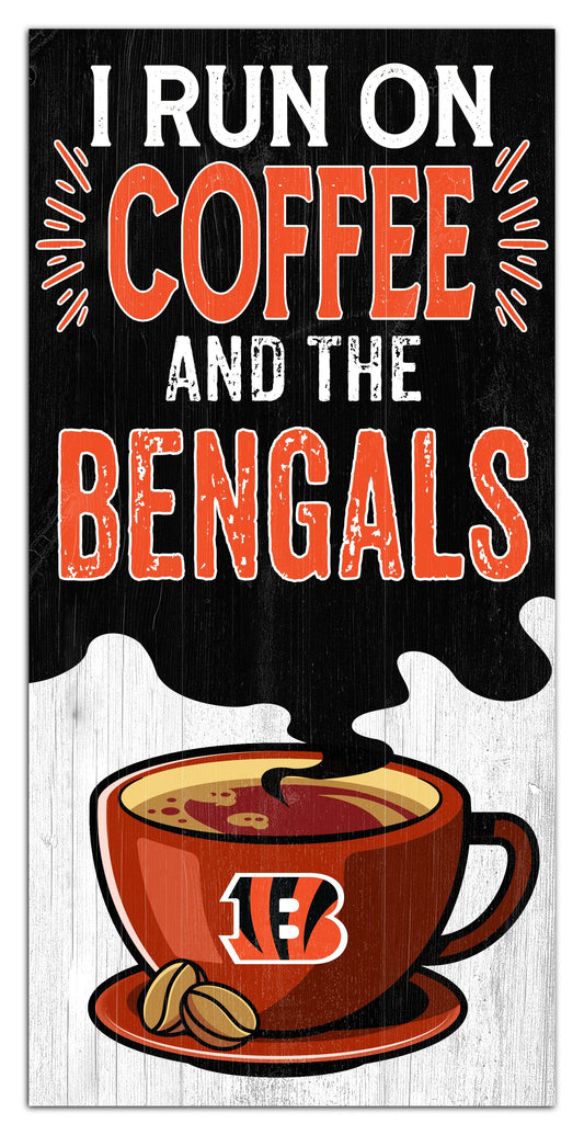 Cincinnati Bengals I run on Coffee Distressed Sign by Fan Creations