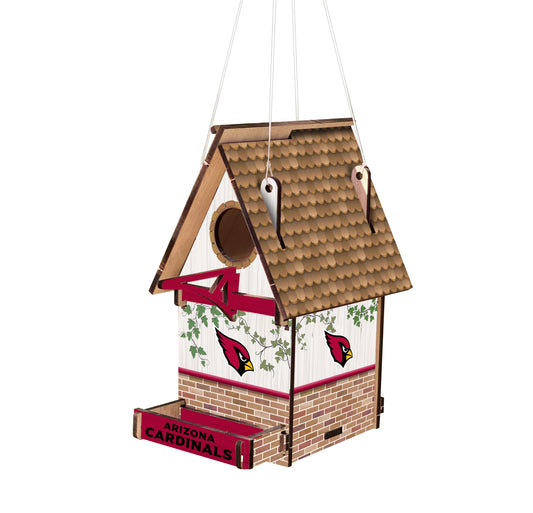 "Arizona Cardinals NFL Wood Birdhouse with team graphics, 15x15 inches, for decorative purposes."