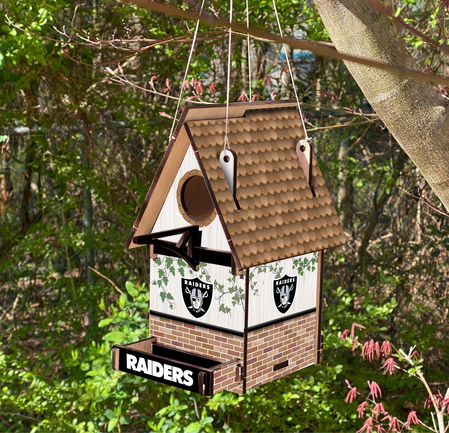 Las Vegas Raiders Wood Birdhouse by Fan Creations
