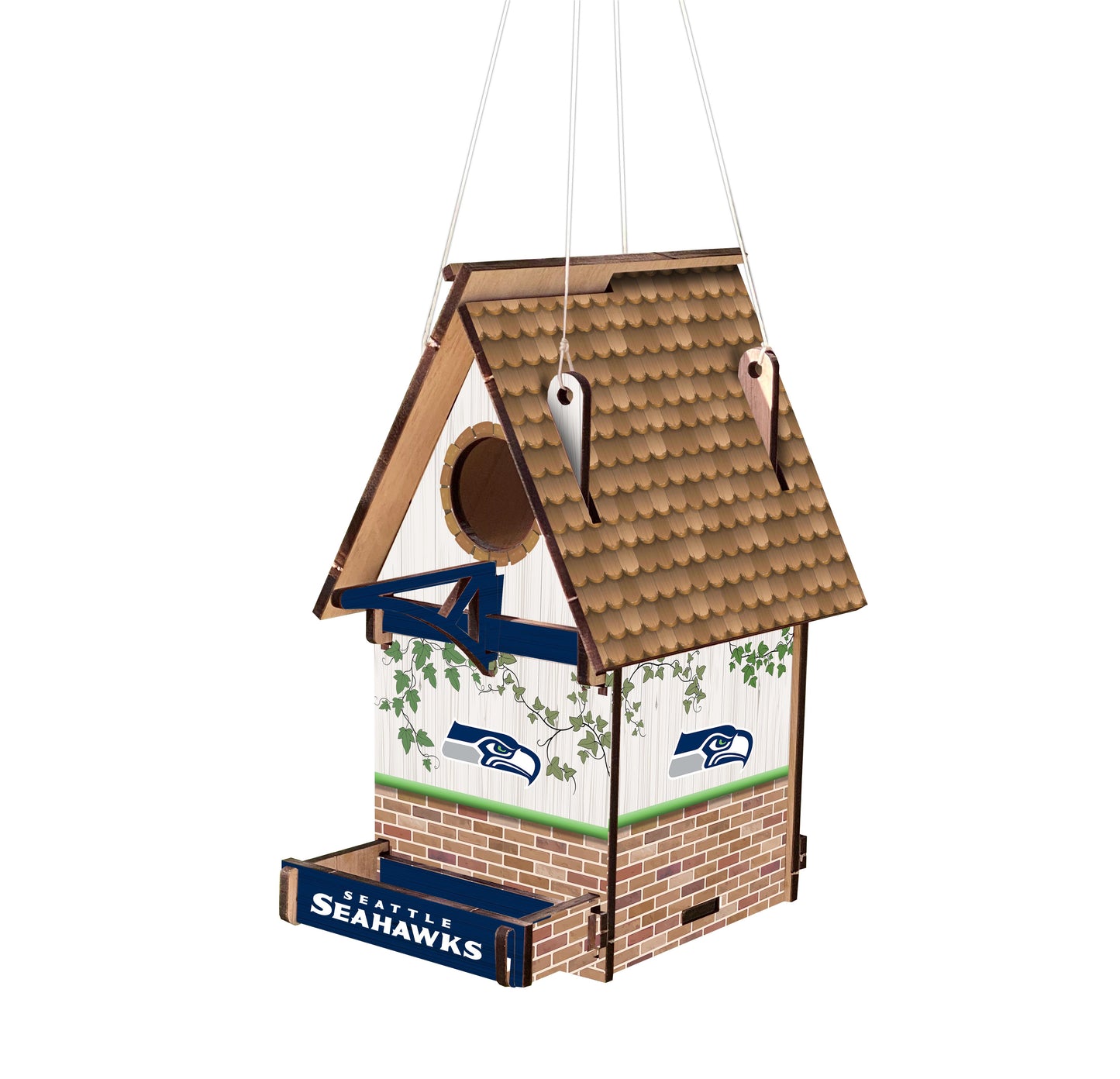 Made in USA Seattle Seahawks NFL Wood Birdhouse: 15"x15", team graphics/colors, durable wood, perfect for trees/posts. Officially licensed by Fan Creations.