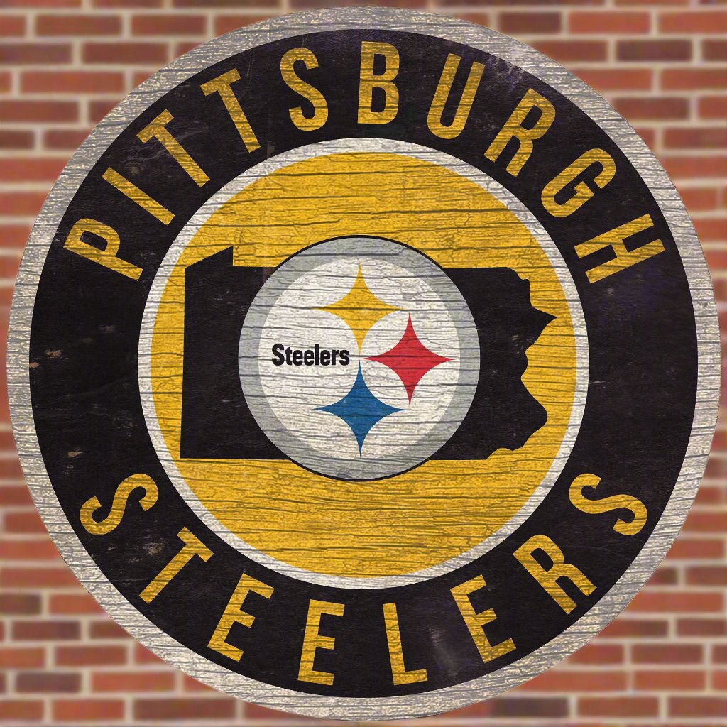 Pittsburgh Steelers 12" Round Distressed Sign with State by Fan Creations