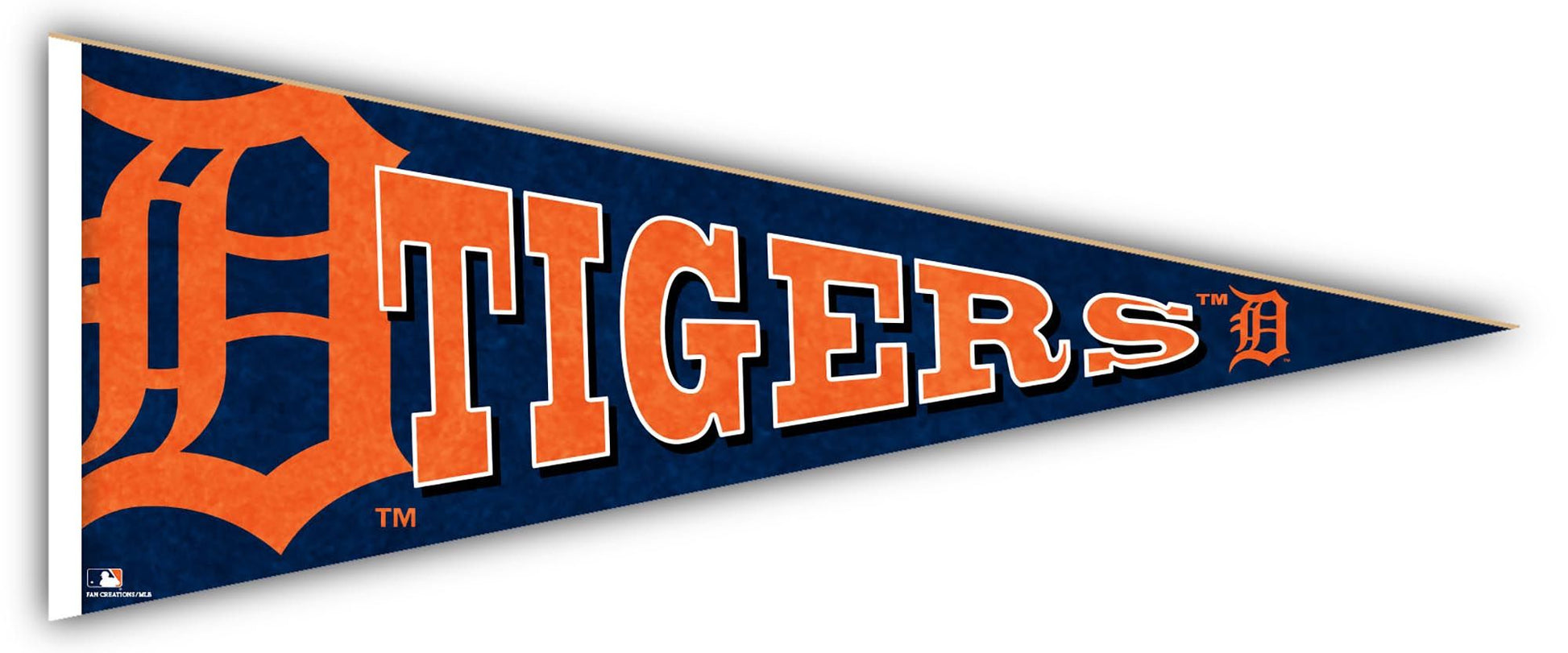 Detroit Tigers 24" Wood Pennant, USA-made. High-def team logo, vibrant colors. Official MLB product.