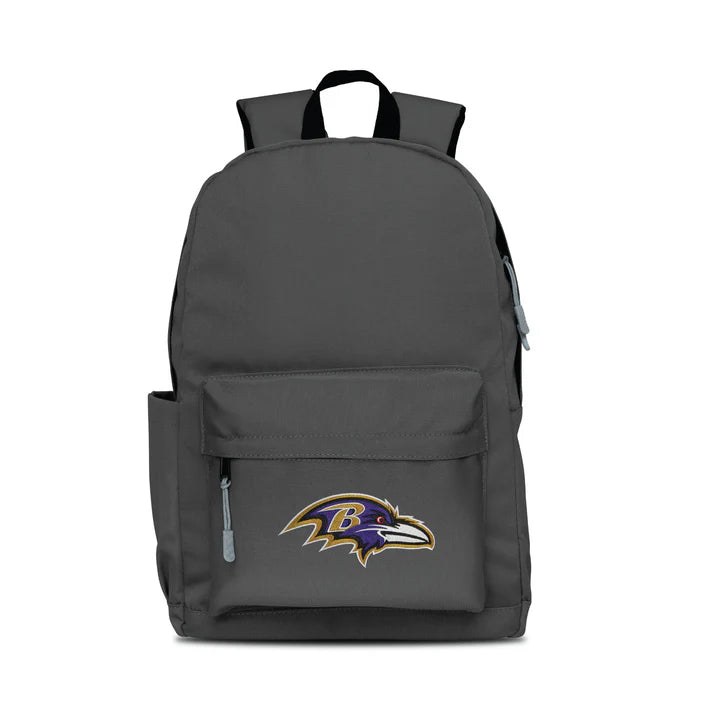 Baltimore Ravens Campus Laptop Backpack by Mojo. 17"x12"x6.5", 900D waterproof polyester, large compartments, team logo, officially licensed.