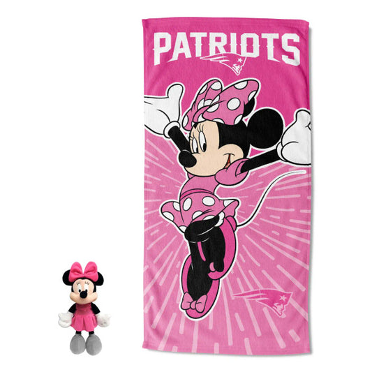 New England Patriots Disney Minni Mouse Spirit Hugger Beach Towel Set by Northwest Group