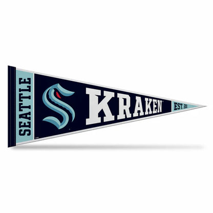 Seattle Kraken NHL felt pennant featuring bold graphics and official team colors, made from soft felt by Rico Industries