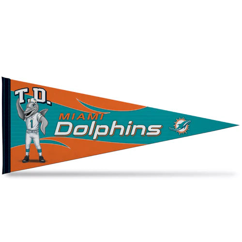Miami Dolphins 12" x 30" Mascot Design Soft Felt Pennant by Rico