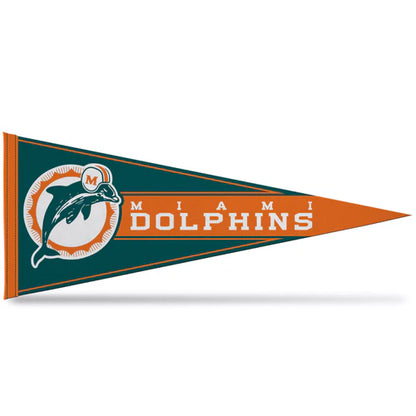 Miami Dolphins 12x30-inch retro NFL felt pennant with bold team colors and classic graphics for fans