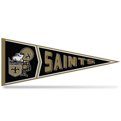 New Orleans Saints NFL Retro Pennant - 12"x30" soft felt, team graphics/colors, officially licensed by Rico.