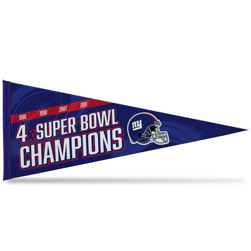 New York Giants Soft Felt 12" X 30" 4 Time Super Bowl Champs Pennant by Rico