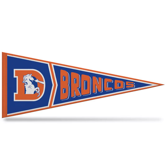 Denver Broncos NFL Retro Pennant: 12x30 inches, soft felt material, official team graphics/colors, made by Rico. Display your team spirit with this officially licensed product!