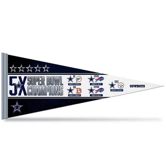 Dallas Cowboys 5 Time Super Bowl Champs Soft Felt 12" X 30" Pennant by Rico