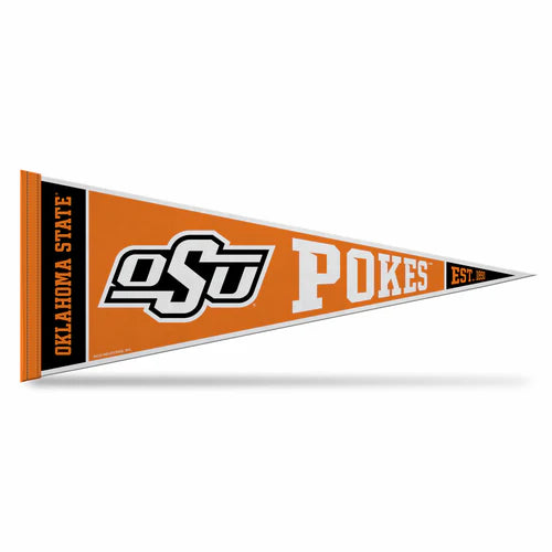 Oklahoma State Cowboys NCAA Pennant, 12" x 30", by Rico. Brand new, officially licensed, features team graphics/colors on soft felt