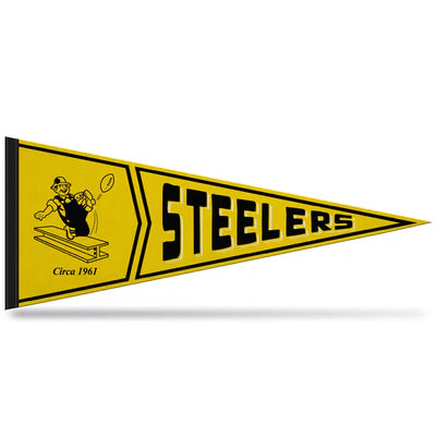 Pittsburgh Steelers NFL Retro Pennant - 12"x30" soft felt, team graphics/colors, officially licensed by Rico