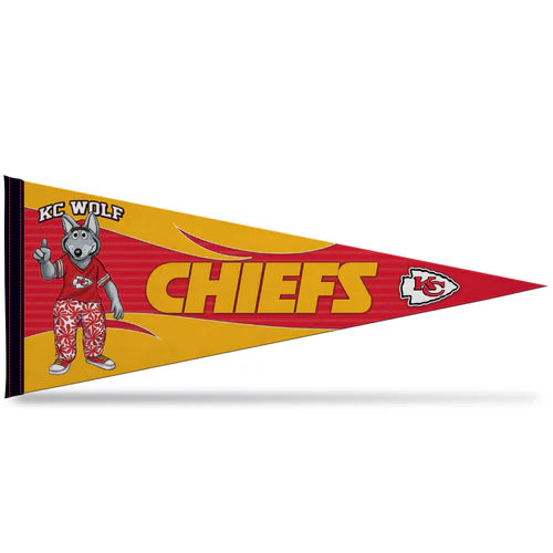 Kansas City Chiefs NFL Pennant - 12"x30" Soft Felt with team graphics. Officially licensed by the NFL. Perfect fan accessory for displaying team pride