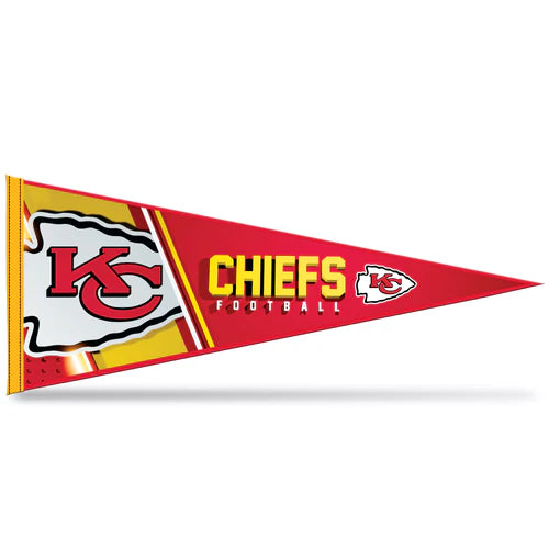 Kansas City Chiefs NFL Pennant - 12" x 30". Soft felt material, vibrant team graphics. Officially licensed NFL merchandise by Rico. Easy to hang.