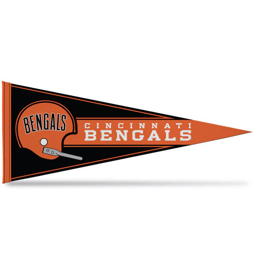 Cincinnati Bengals 12x30 Soft Felt NFL Pennant with retro logo design by Rico