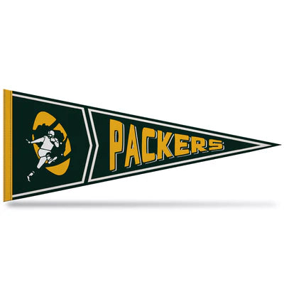 Green Bay Packers NFL Retro Pennant - 12" x 30" soft felt, team graphics/colors, officially licensed by Rico.