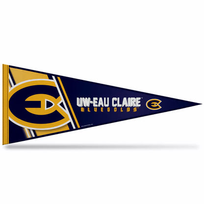 Wisconsin-Eau Claire Blugolds NCAA 12x30 felt pennant with team colors and graphics, officially licensed by Rico.