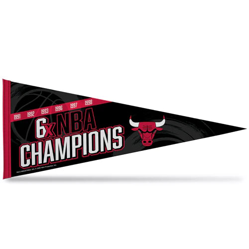 Chicago Bulls 12" x 30" 6 Time NBA Champs Soft Felt Pennant by Rico