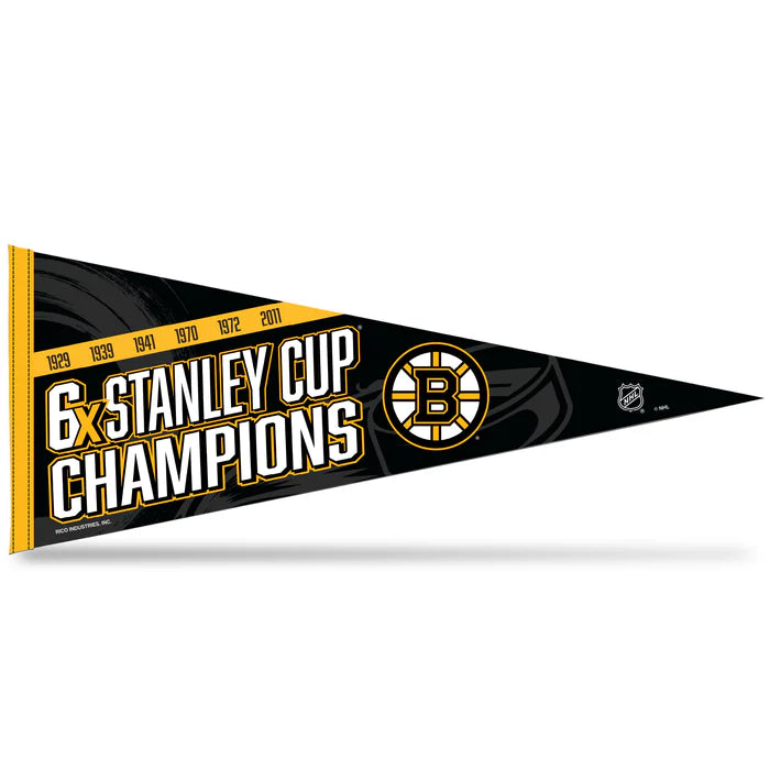 Boston Bruins 6 Time Stanley Cup Champs 12" x 30" Soft Felt Pennant by Rico