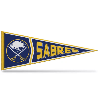 Buffalo Sabres NHL Retro Pennant: 12x30 inches, soft felt material, official team graphics/colors, made by Rico. Show your Sabres pride with this officially licensed pennant!