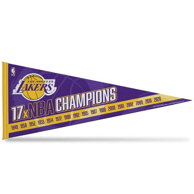 Los Angeles Lakers 17 Time Nba Champs 12" x 30" Retro Design Soft Felt Pennant by Rico