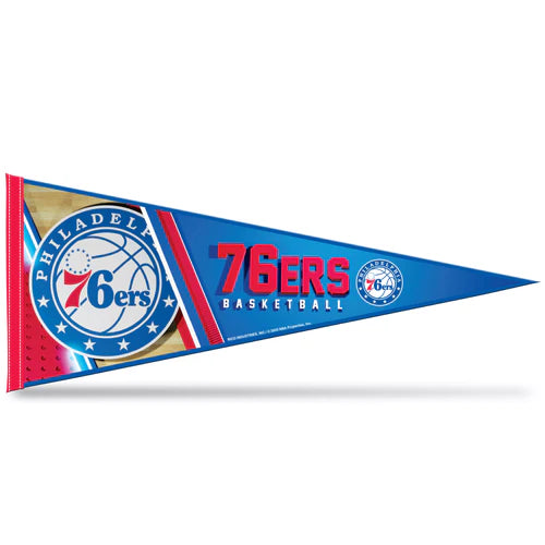 Delve into 76ers history with Rico's 12"x30" Soft Felt Pennant. Featuring team graphics/colors, it's perfect for die-hard fans. Officially licensed.
