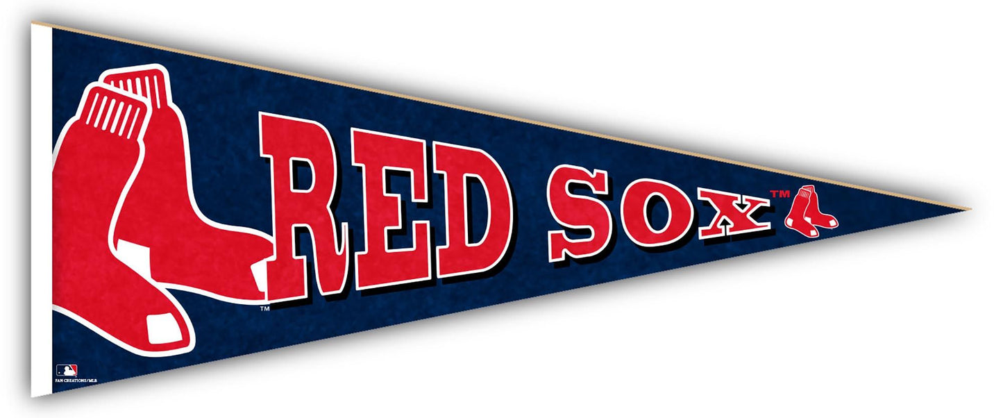 Made in USA Boston Red Sox Wood Pennant - 24" long, 100% MDF, high definition team logo and colors. For indoor use, by Fan Creations.