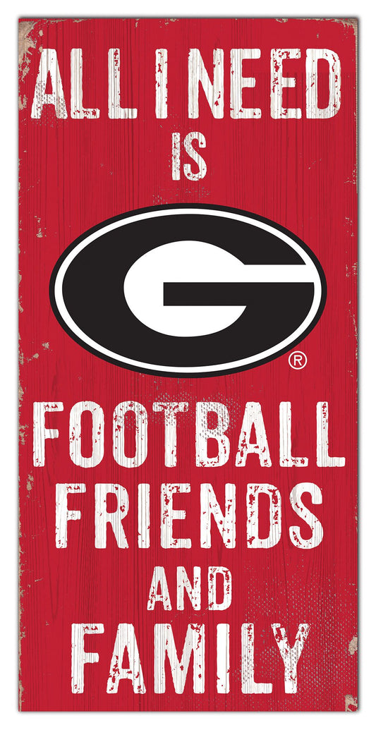 Georgia Bulldogs 6" x 12" Football Friends and Family Distressed Sign by Fan Creations