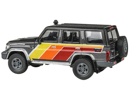 2014 Toyota Land Cruiser LC76 "TRD Livery" Gray Metallic with Stripes 1/64 Diecast Model Car by Paragon Models