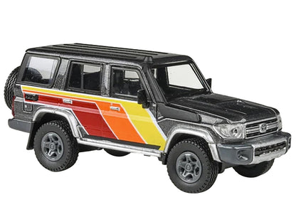 2014 Toyota Land Cruiser LC76 "TRD Livery" Gray Metallic with Stripes 1/64 Diecast Model Car by Paragon Models