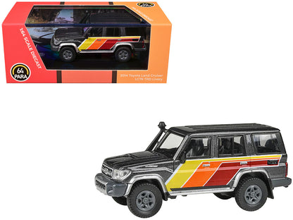 2014 Toyota Land Cruiser LC76 "TRD Livery" Gray Metallic with Stripes 1/64 Diecast Model Car by Paragon Models