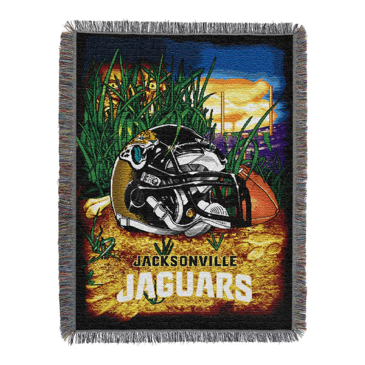 Jacksonville Jaguars Home Field Advantage Tapestry by The Northwest, 48"x60", woven, fringes, machine washable, officially licensed.