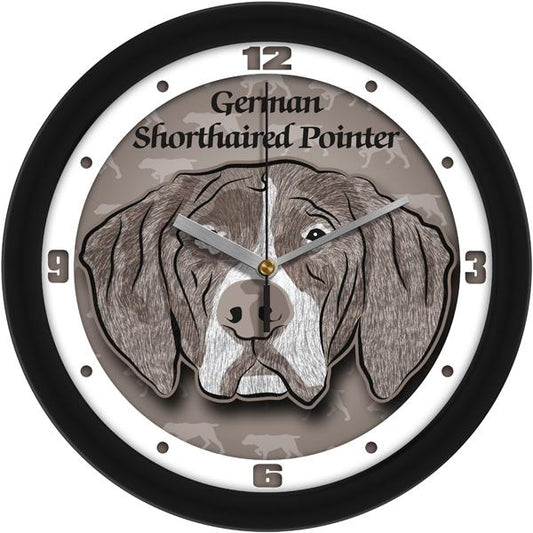 Pointer dog wall clock, 11.5-inch, with silent sweep movement and decorative dog design for home or office.