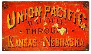 Union Pacific 8" x 14" Distressed Metal Sign - RG1021